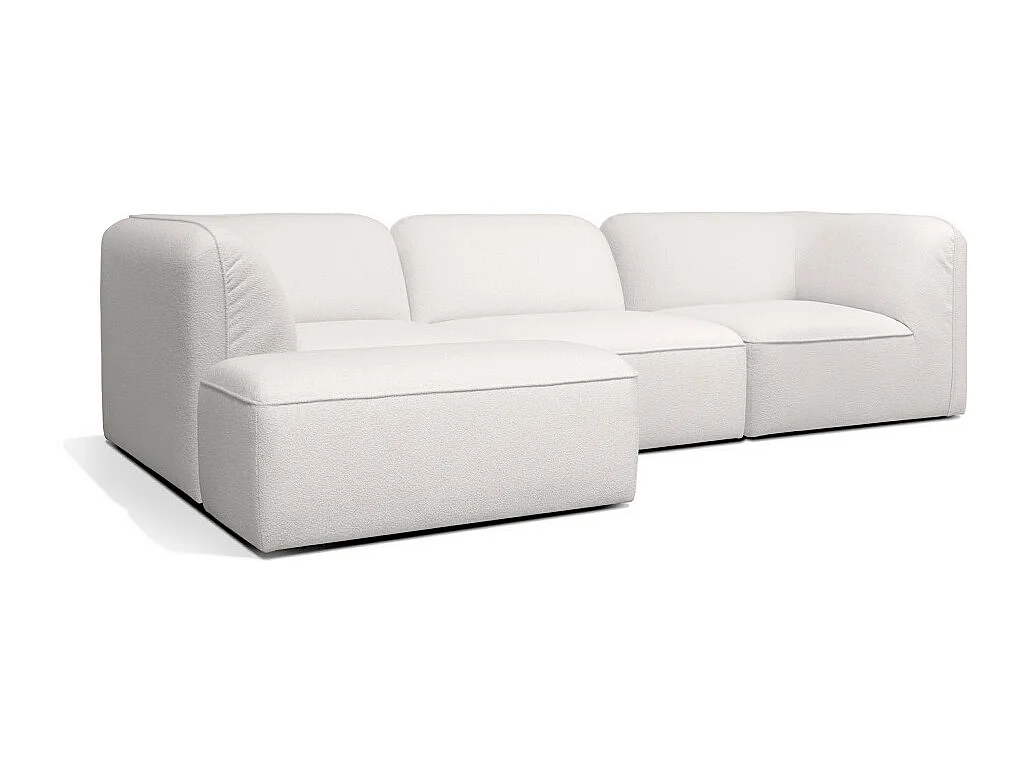 Noor - Chauffeuse pour canapé modulable en tissu bouclette - Blanc ivoire