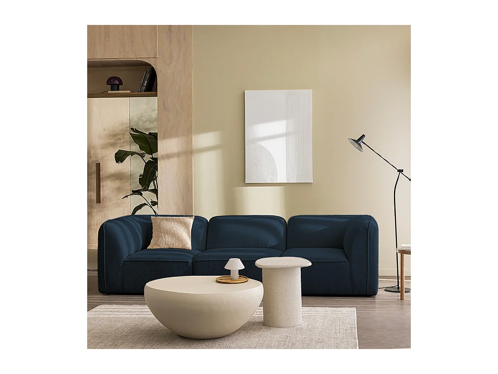 Noor - Chauffeuse pour canapé modulable en tissu bouclette - Bleu marine