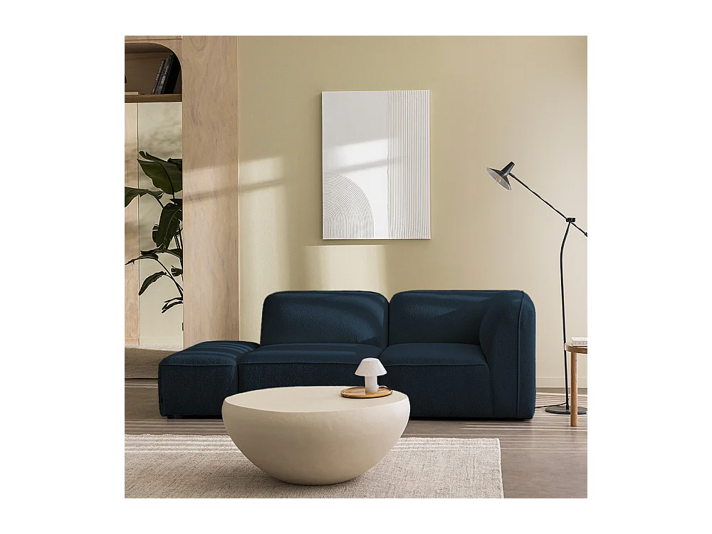 Noor - Chauffeuse pour canapé modulable en tissu bouclette - Bleu marine