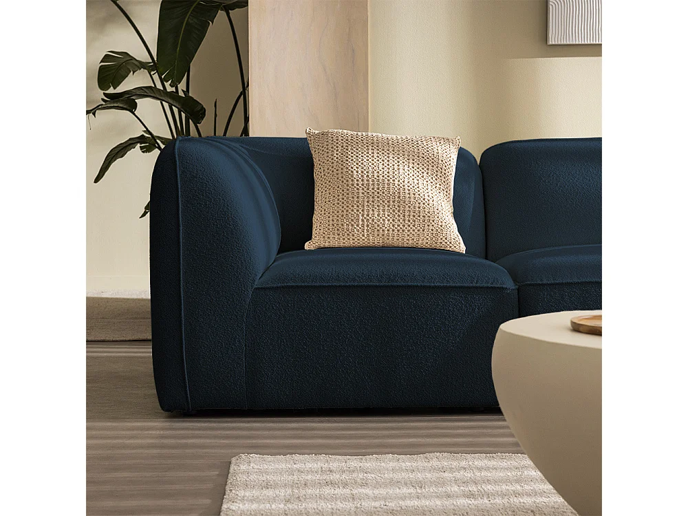 Noor - Chauffeuse pour canapé modulable en tissu bouclette - Bleu marine