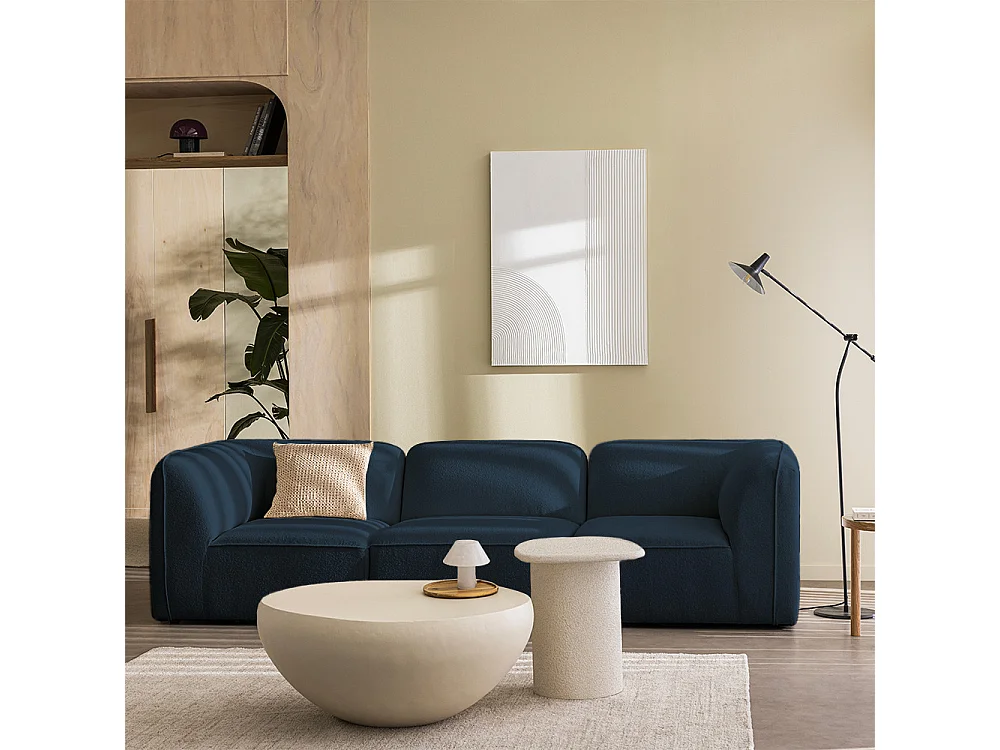 Noor - Chauffeuse pour canapé modulable en tissu bouclette - Bleu marine