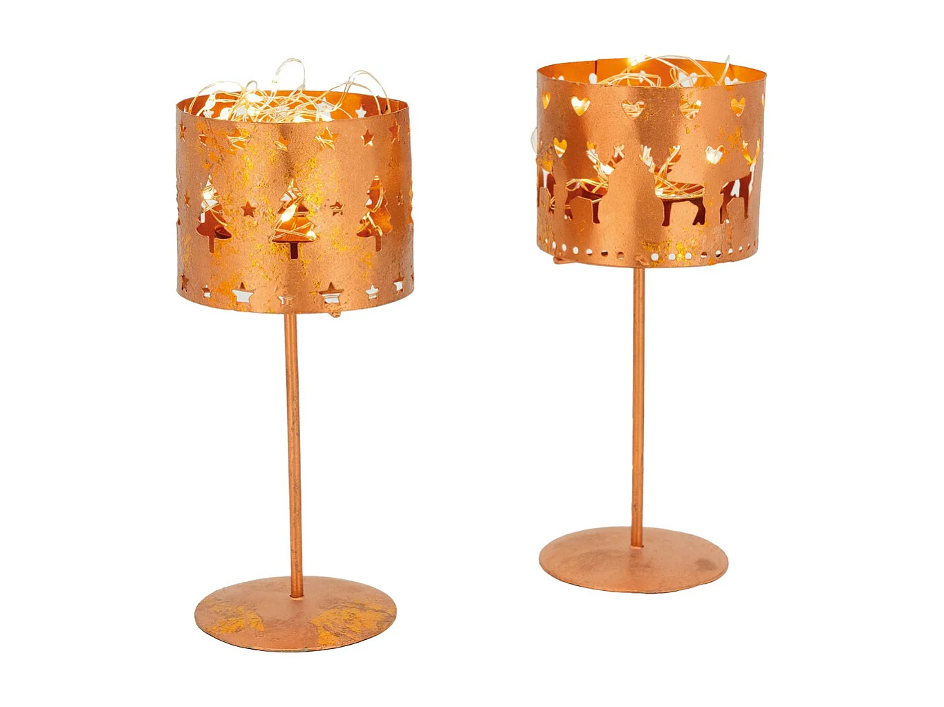 Photophore de Noël sur pied en métal cuivré (Lot de 6) Lot de 6