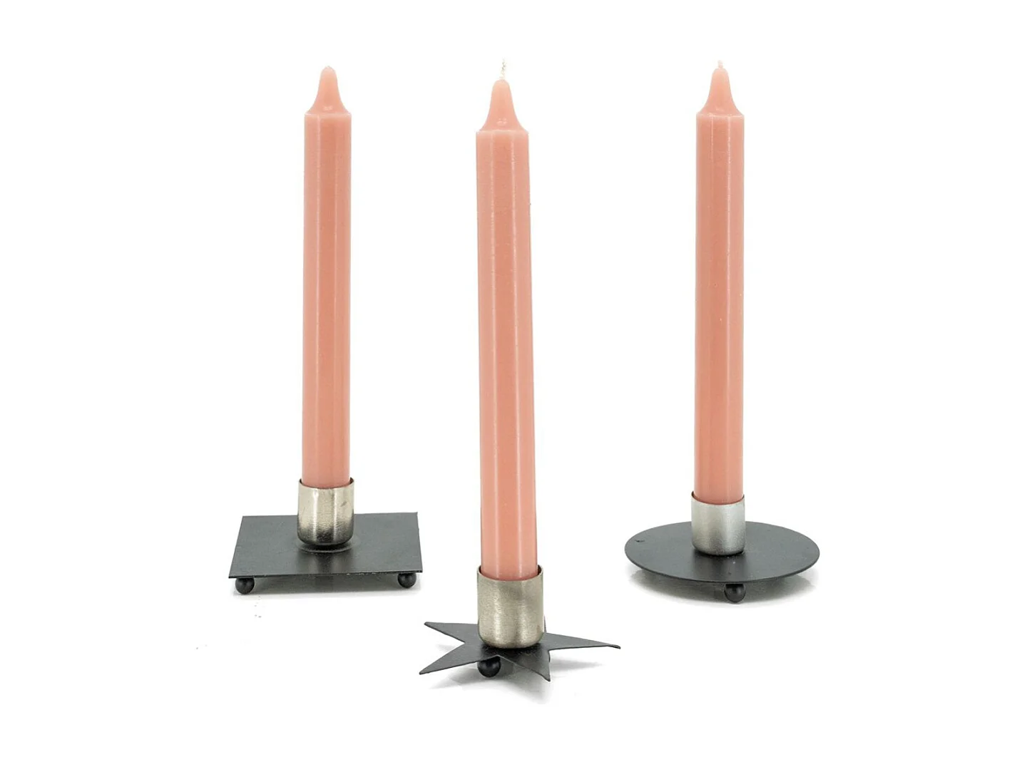 Lot de 12 bougeoirs en métal laqué noir – Support pour chandelles