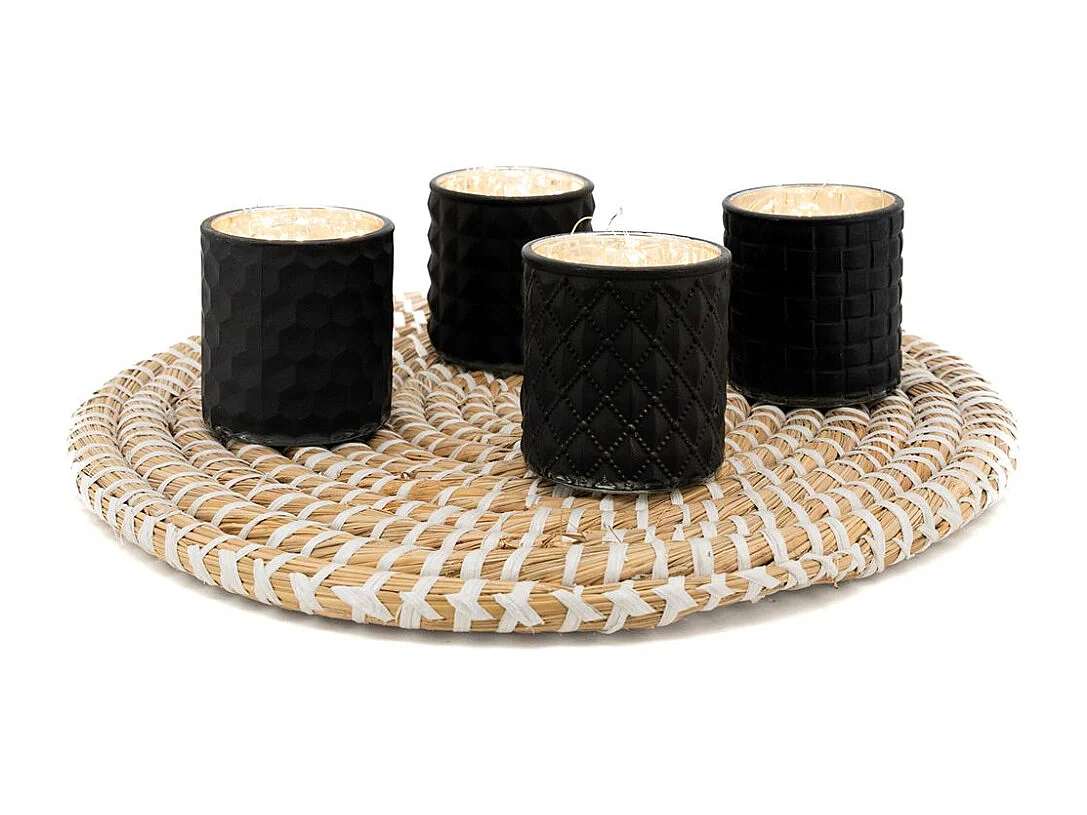 Photophore noir en verre teinté mat Lot de 8