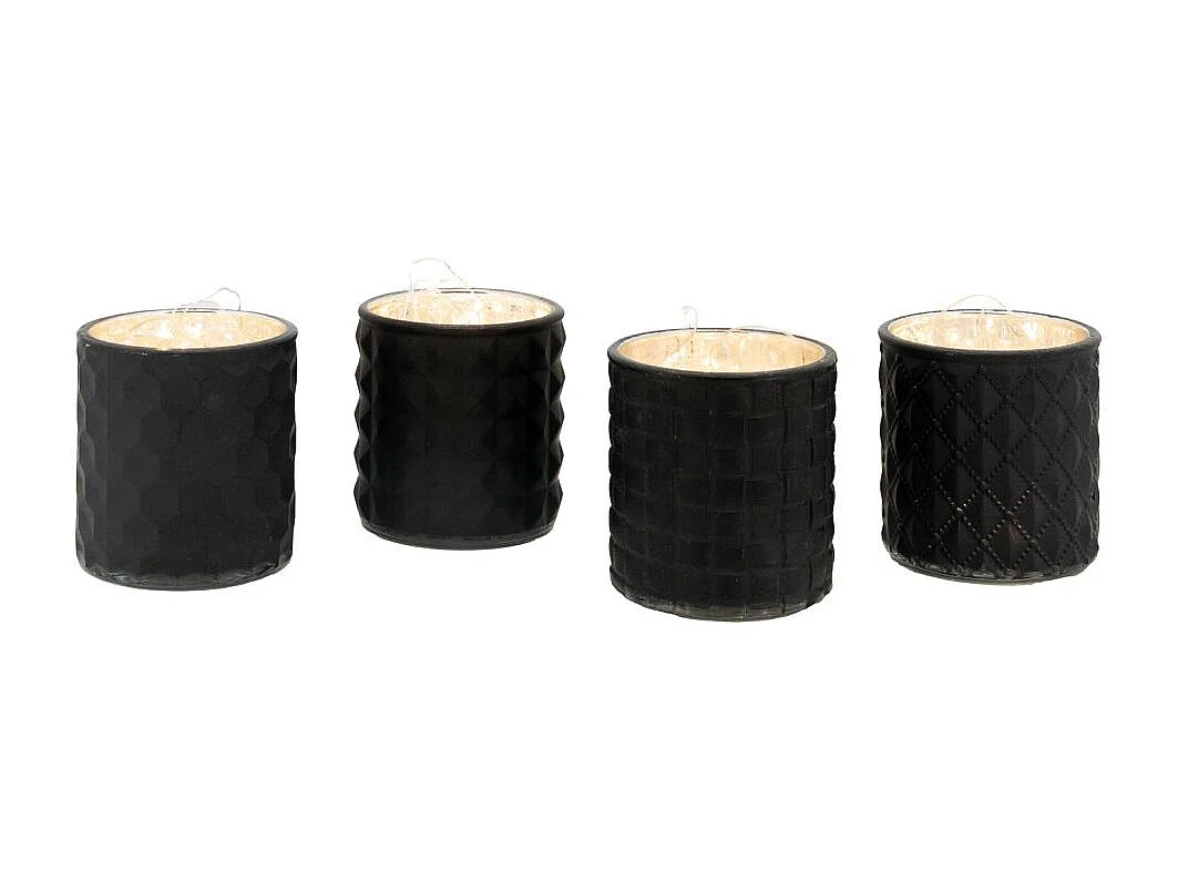 Photophore noir en verre teinté mat Lot de 8