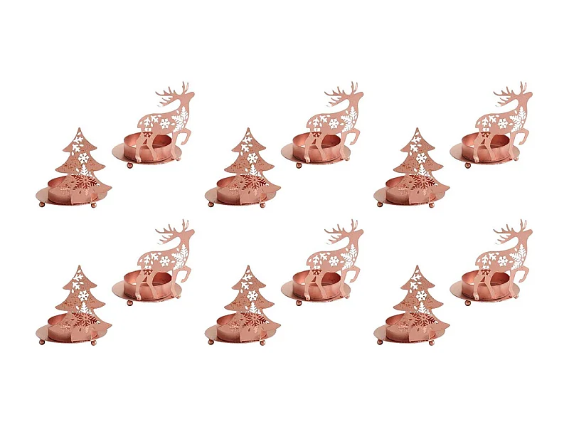 Photophore de Noël en métal cuivré (Lot de 12) Lot de 12