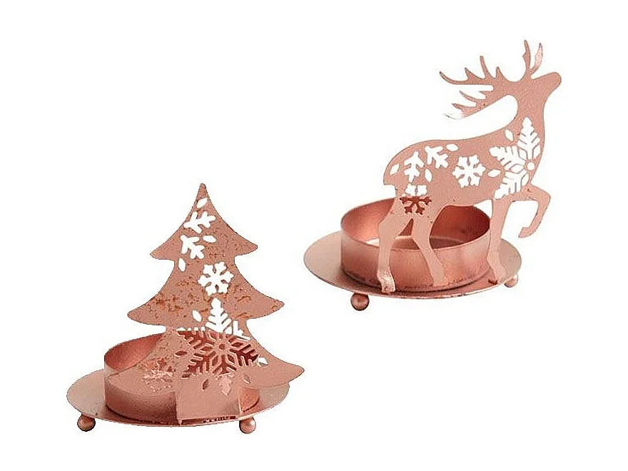 Photophore de Noël en métal cuivré (Lot de 12) Lot de 12