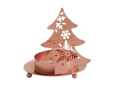 Photophore de Noël en métal cuivré (Lot de 12) Lot de 12