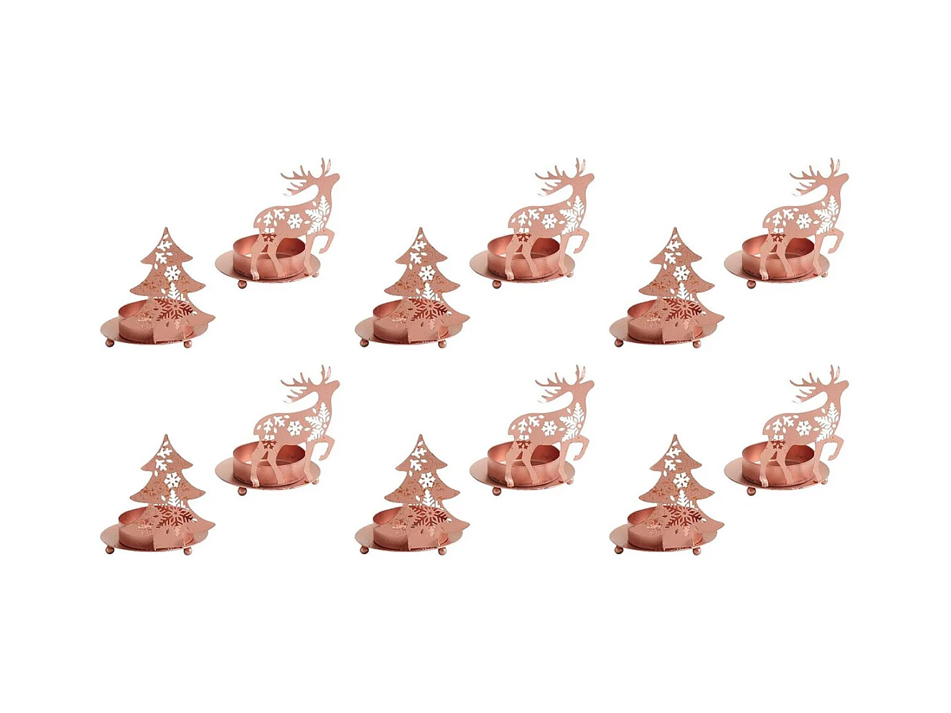 Photophore de Noël en métal cuivré (Lot de 12) Lot de 12
