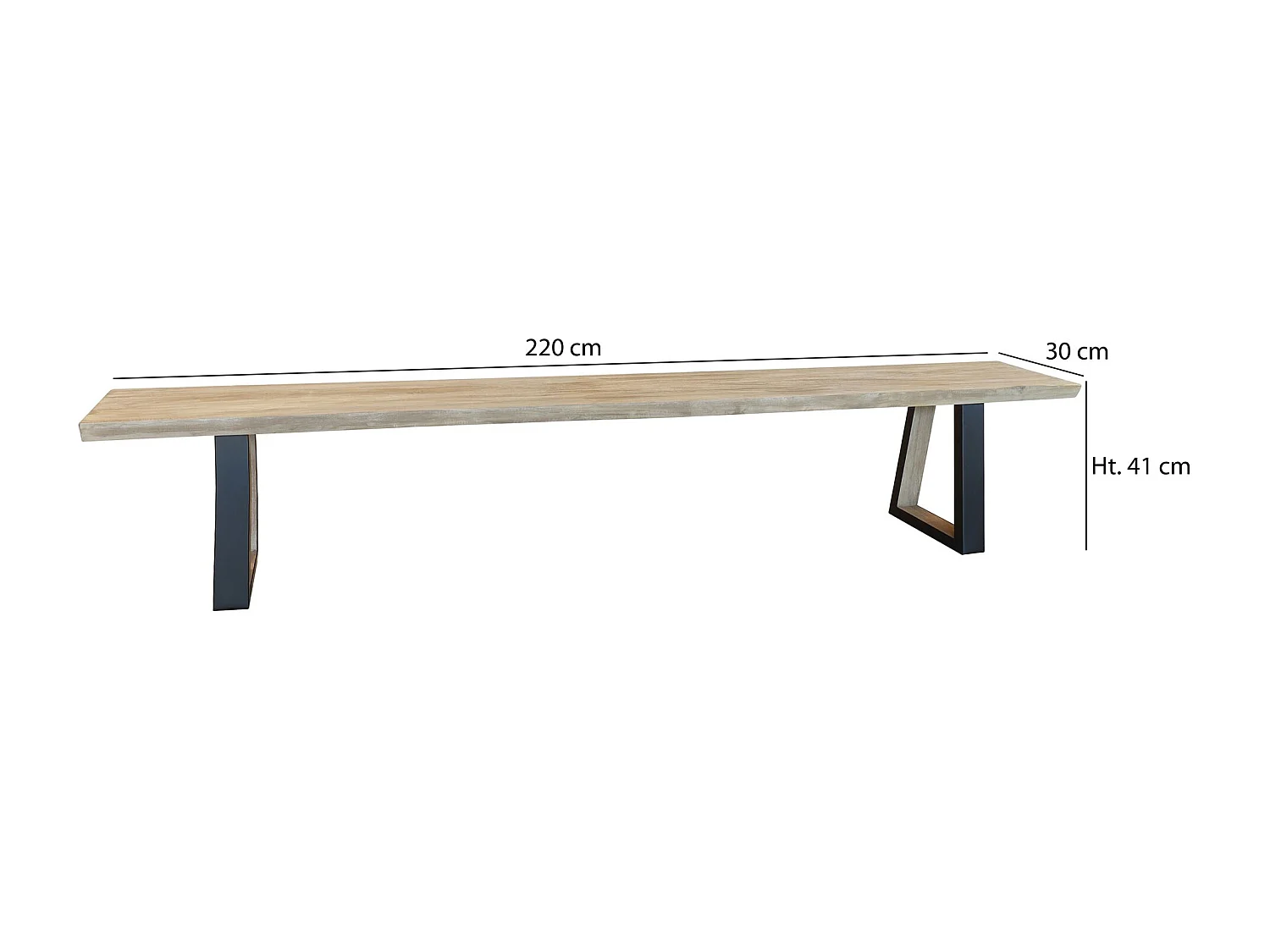 Now's Home - Lot2 Banc En Bois De Pin Et  Acacia Pieds Métal Noir 220x30x41cm Hera