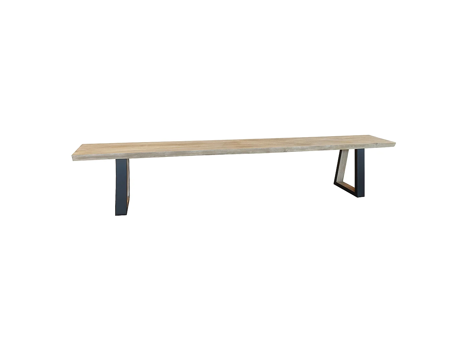 Now's Home - Lot2 Banc En Bois De Pin Et  Acacia Pieds Métal Noir 220x30x41cm Hera