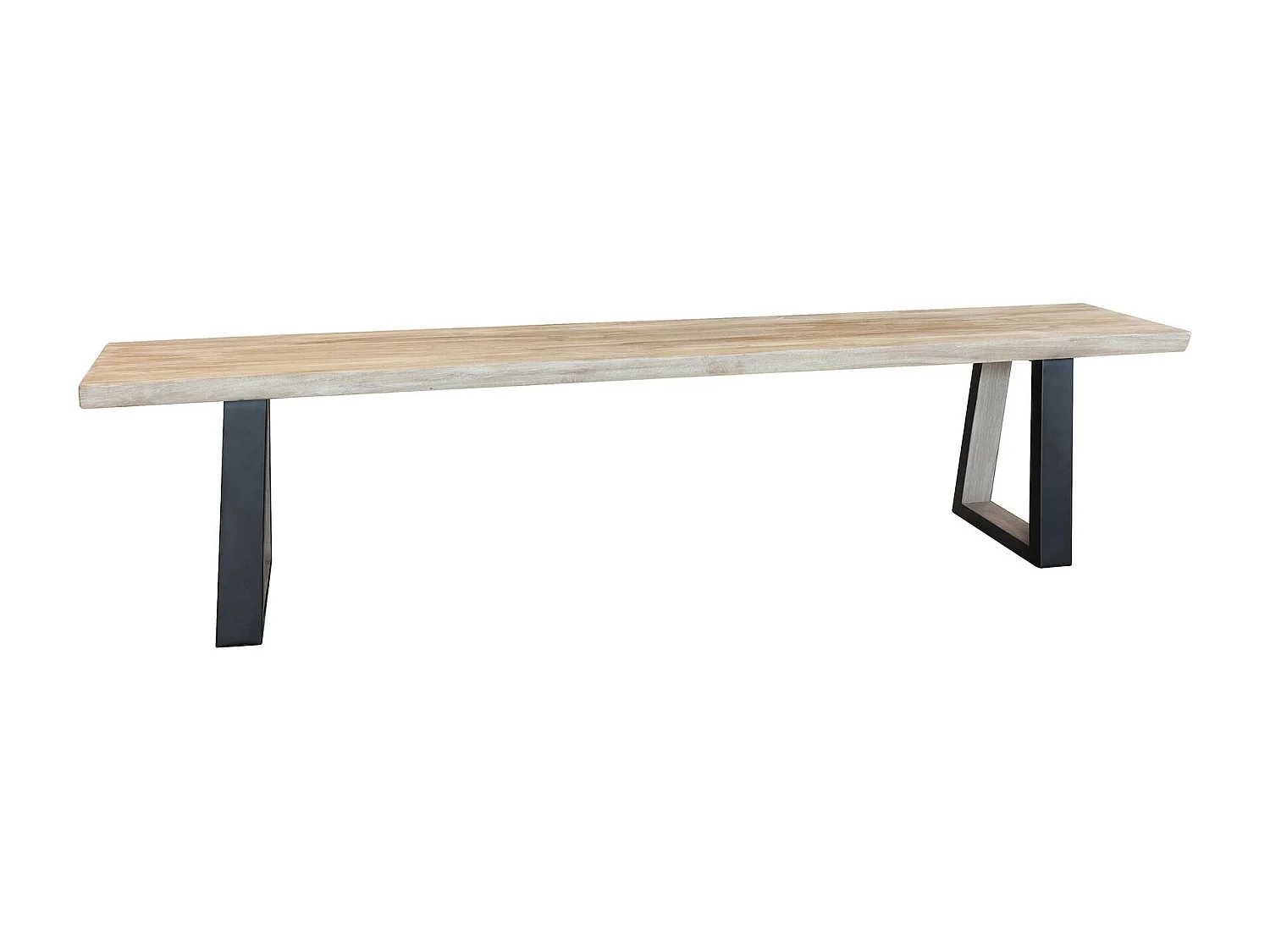 Now's Home - Lot2 Banc En Bois Acacia Naturel Et Pieds Metal Noir 180x30x41cm Hera