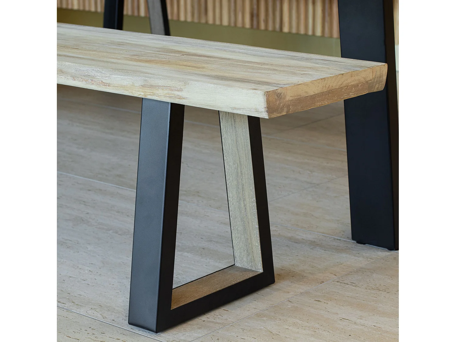 Now's Home - Lot2 Banc En Bois Acacia Naturel Et Pieds Métal Noir 180x30x41cm Hera