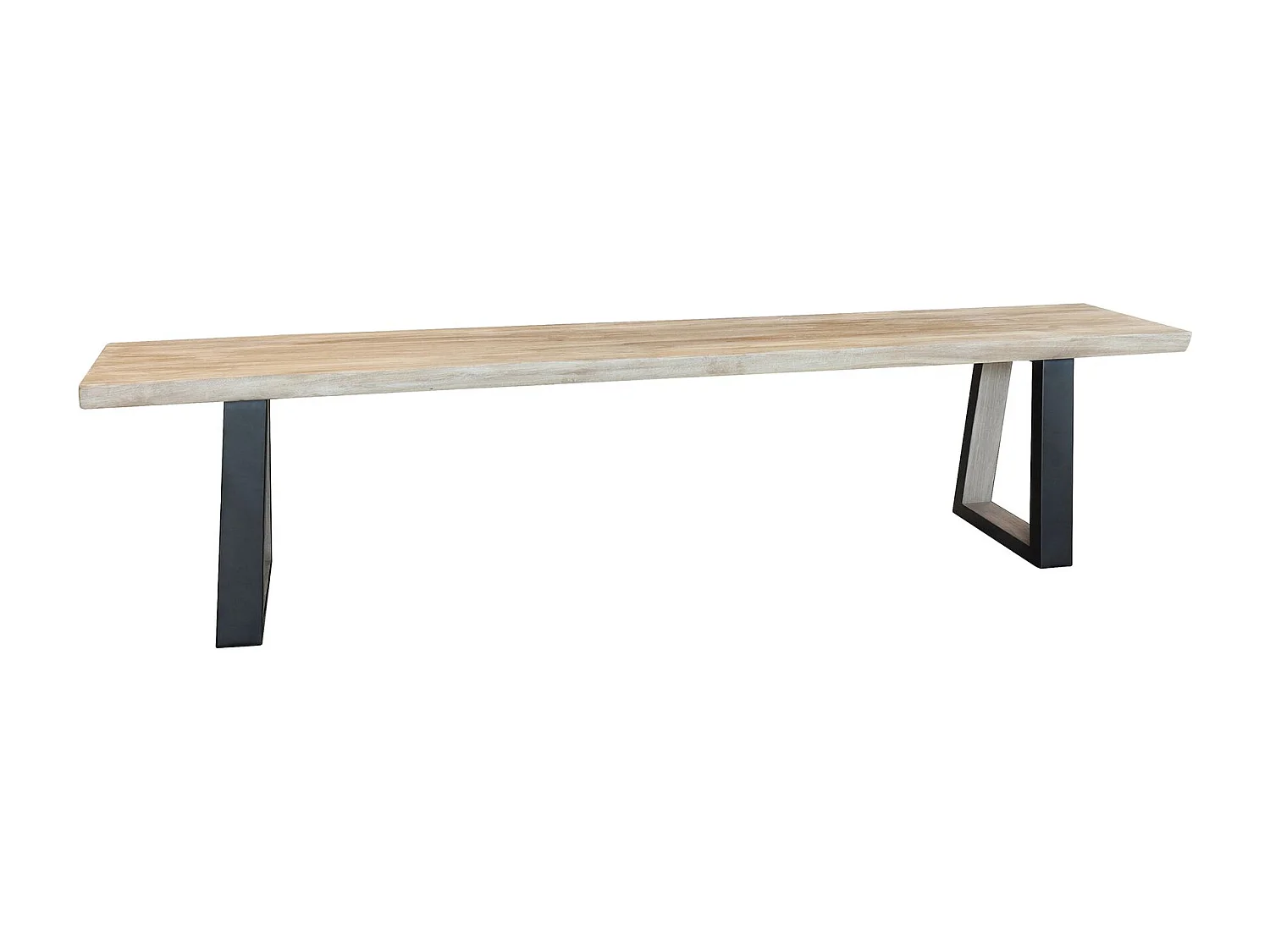 Now's Home - Lot2 Banc En Bois Acacia Naturel Et Pieds Métal Noir 180x30x41cm Hera