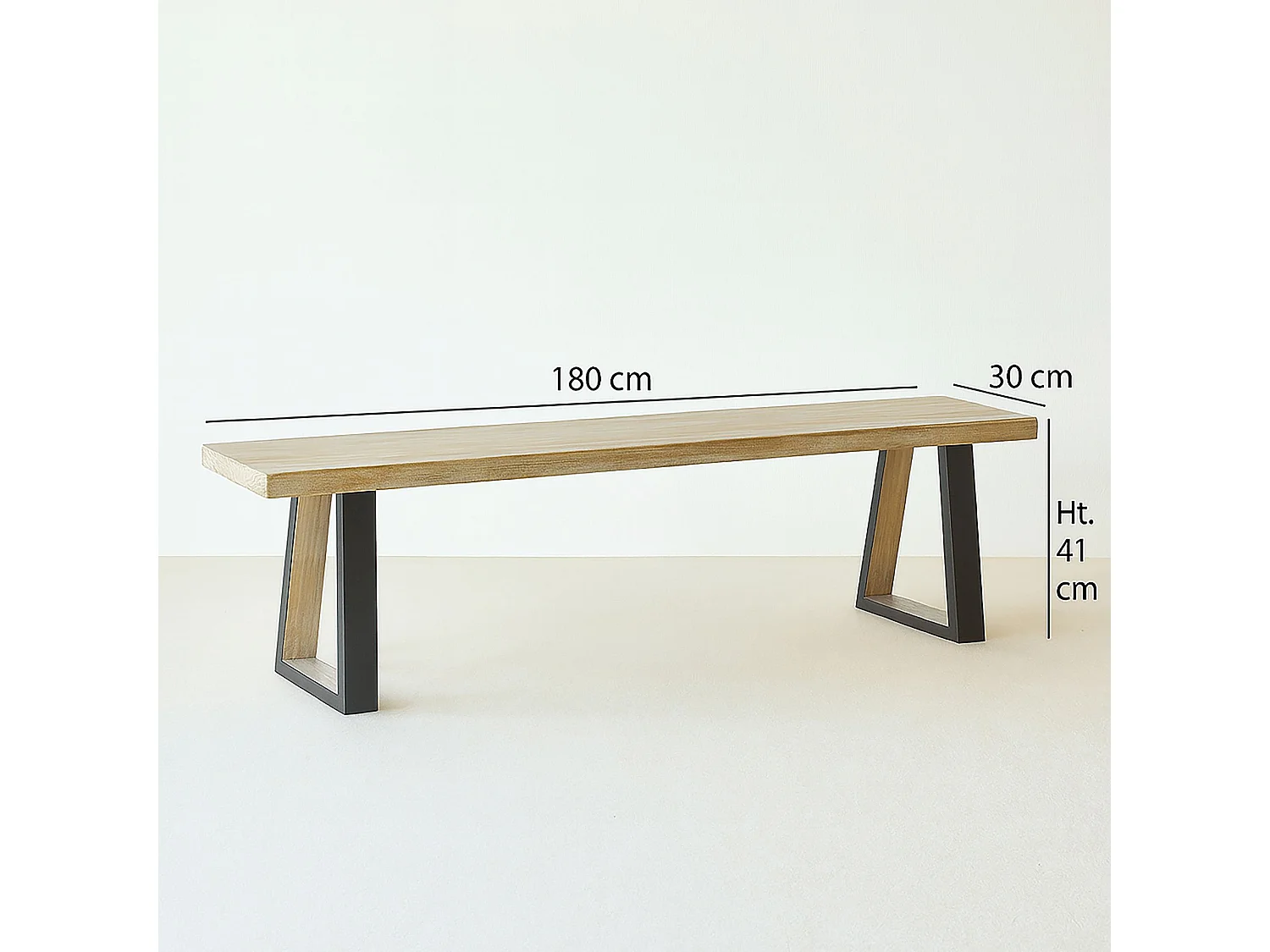 Now's Home - Lot2 Banc En Bois Acacia Naturel Et Pieds Métal Noir 180x30x41cm Hera