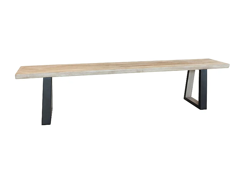 Now's Home - Lot2 Banc En Bois Acacia Naturel Et Pieds Metal Noir 180x30x41cm Hera