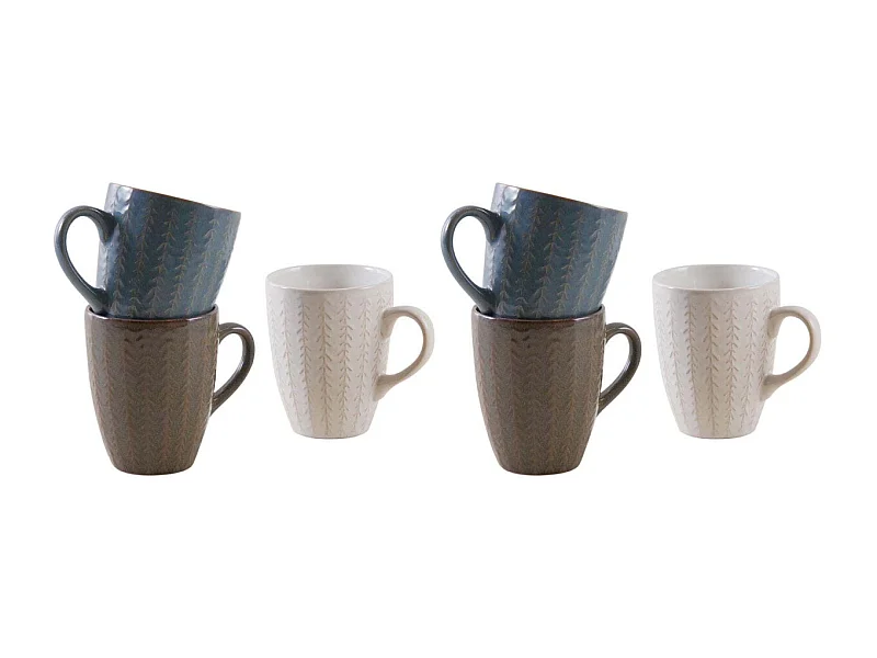 Mug classique en grès Chevrons Lot de 6