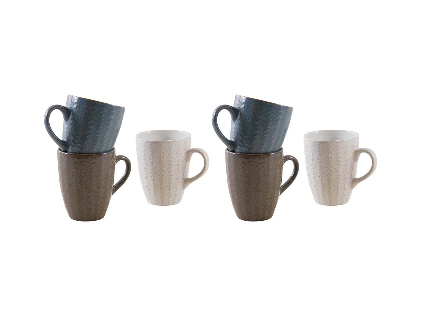 Mug classique en grès Chevrons Lot de 6