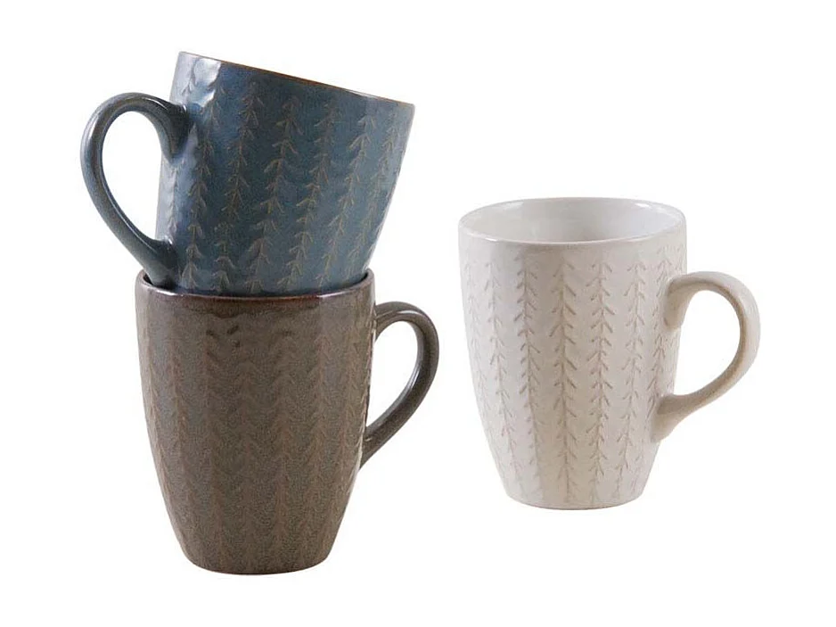 Mug classique en grès Chevrons Lot de 6