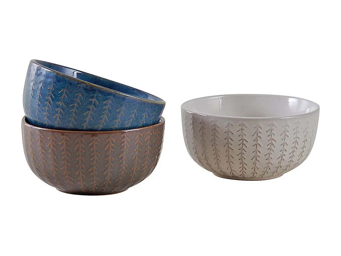 Bol classique en grès Chevrons 520ml Lot de 6