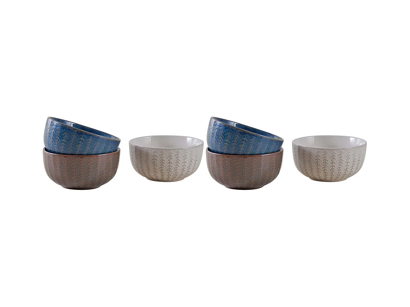 Bol classique en grès Chevrons 520ml Lot de 6