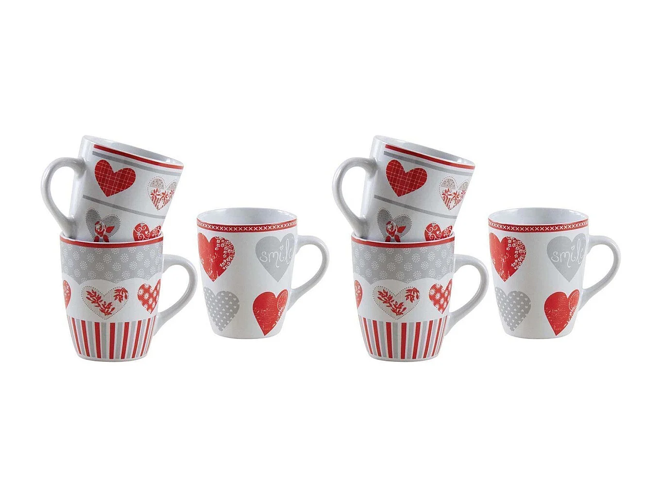 Mug en grès coeur rouge Lot de 6