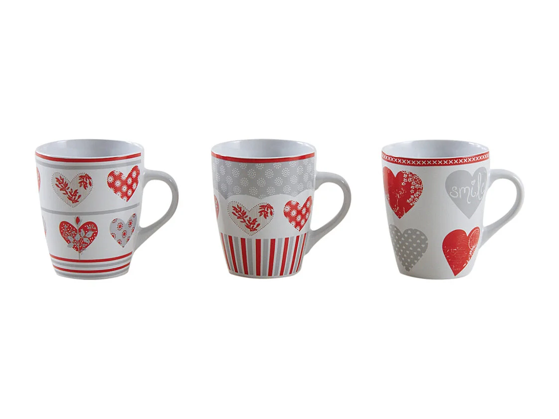 Mug en grès coeur rouge Lot de 6