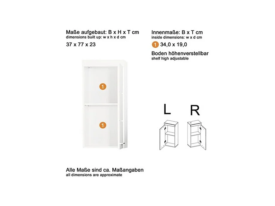 Wysoka biała szafka łazienkowa Kelia 37cm - Nowoczesny design, Niemiecka produkcja, Gwarancja 5 lat