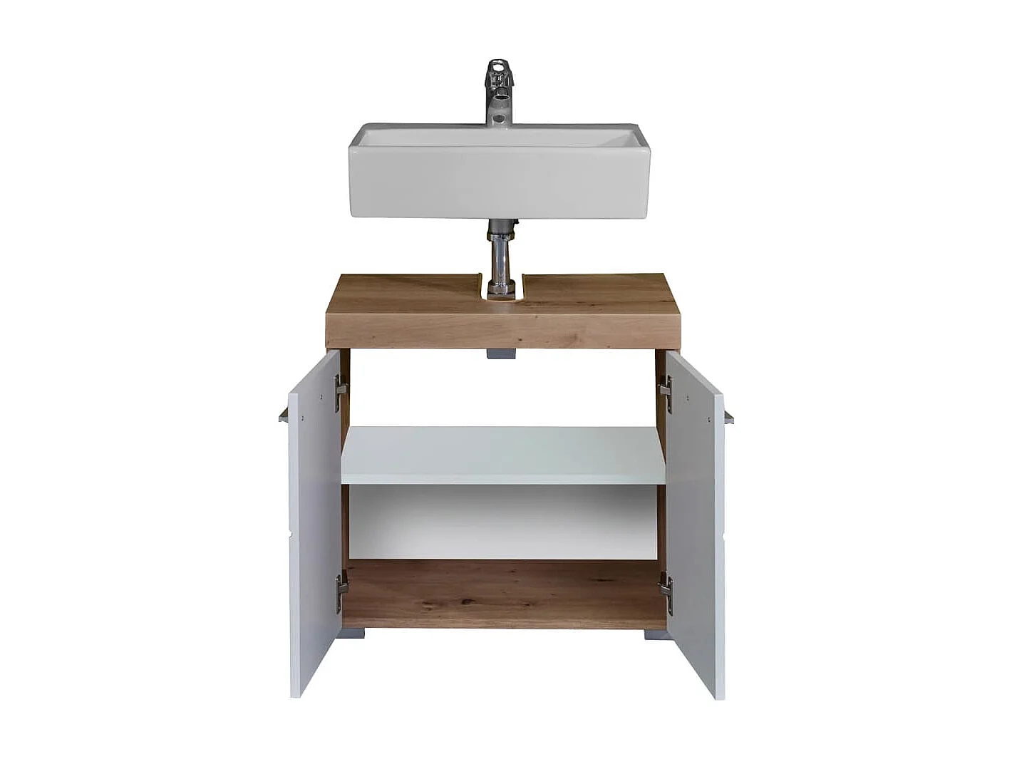 Meuble sous vasque Amanda blanc et chêne noueux