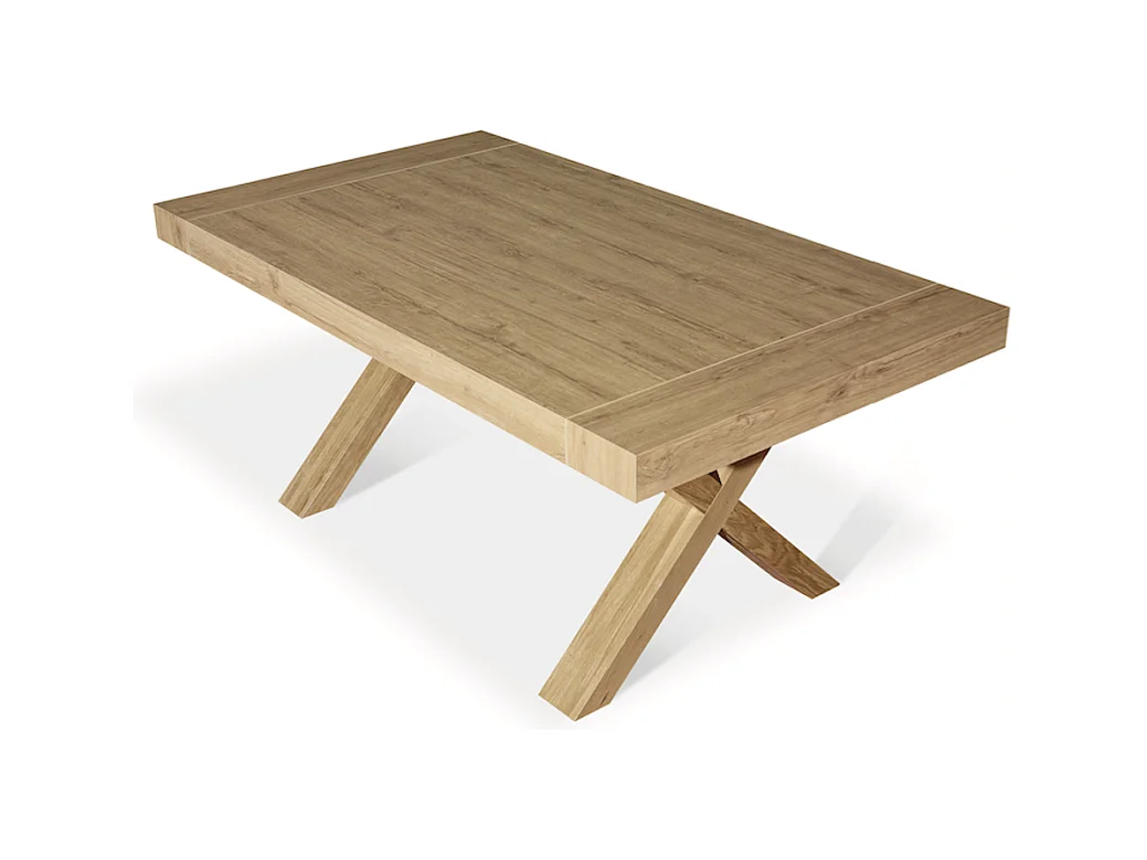 Table à rallonge en bois finition chêne 180x100 cm - 280x100 cm - AMALFI