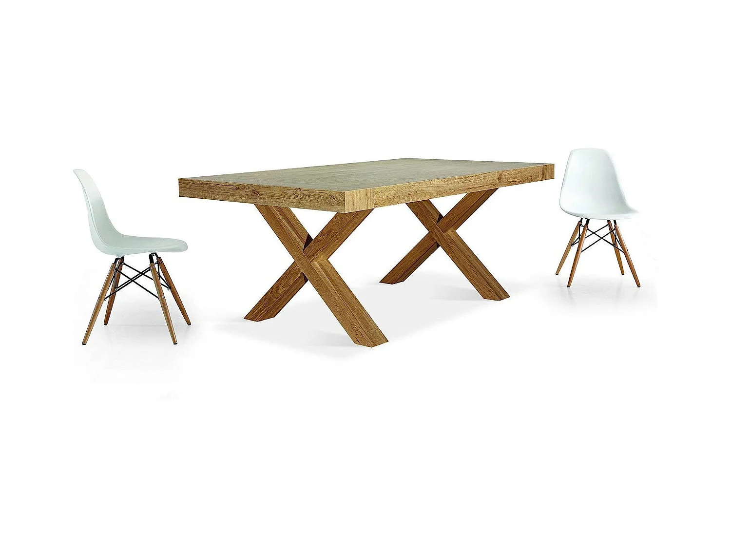 Table à rallonge en bois finition chêne 180x100 cm - 280x100 cm - AMALFI