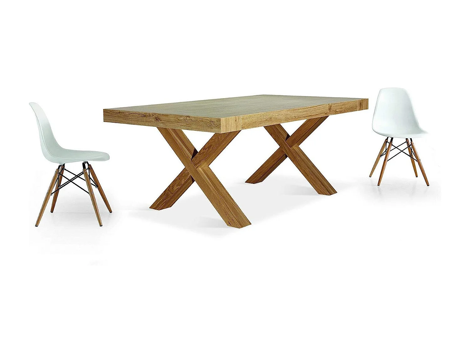 Table à rallonge en bois finition chêne 180x100 cm - 280x100 cm - AMALFI