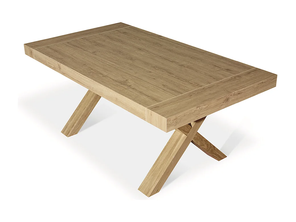 Table à rallonge en bois finition chêne 180x100 cm - 280x100 cm - AMALFI