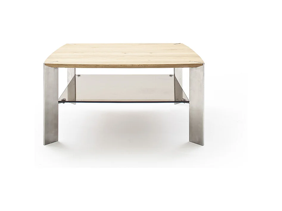 Table basse en chêne massif et verre - L50 x H41 x P50 cm