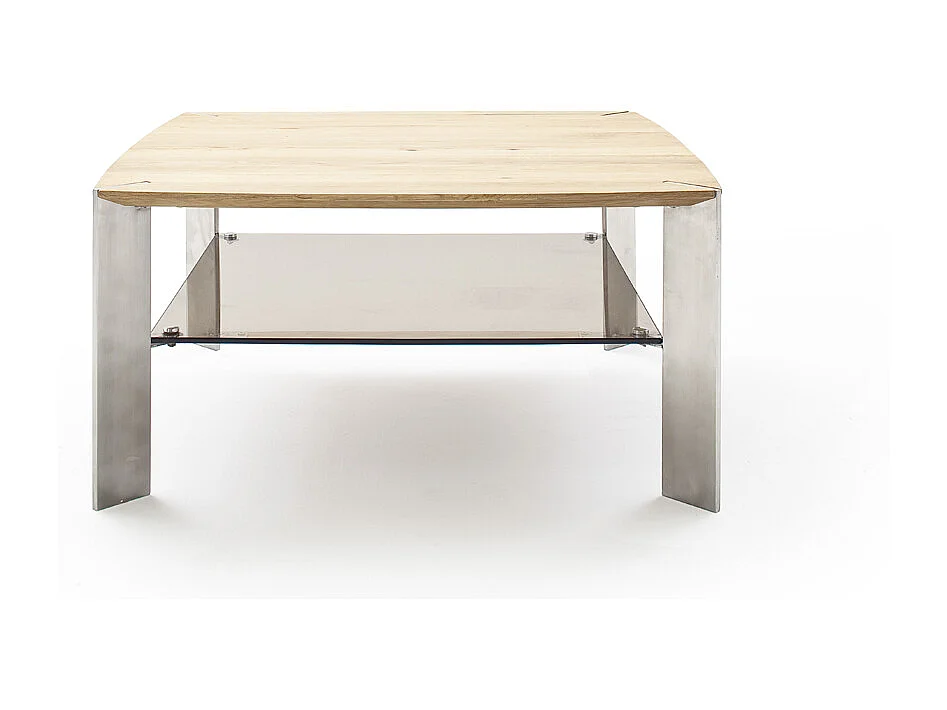 Table basse en chêne massif et verre - L50 x H41 x P50 cm