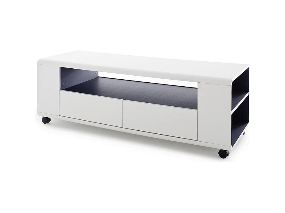 Meuble TV en blanc mat - L119 x H46 x P43 cm