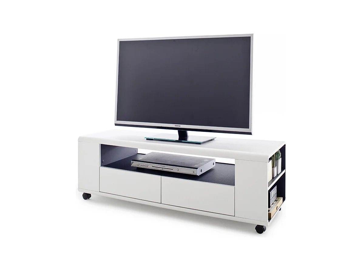 Meuble TV en blanc mat - L119 x H46 x P43 cm