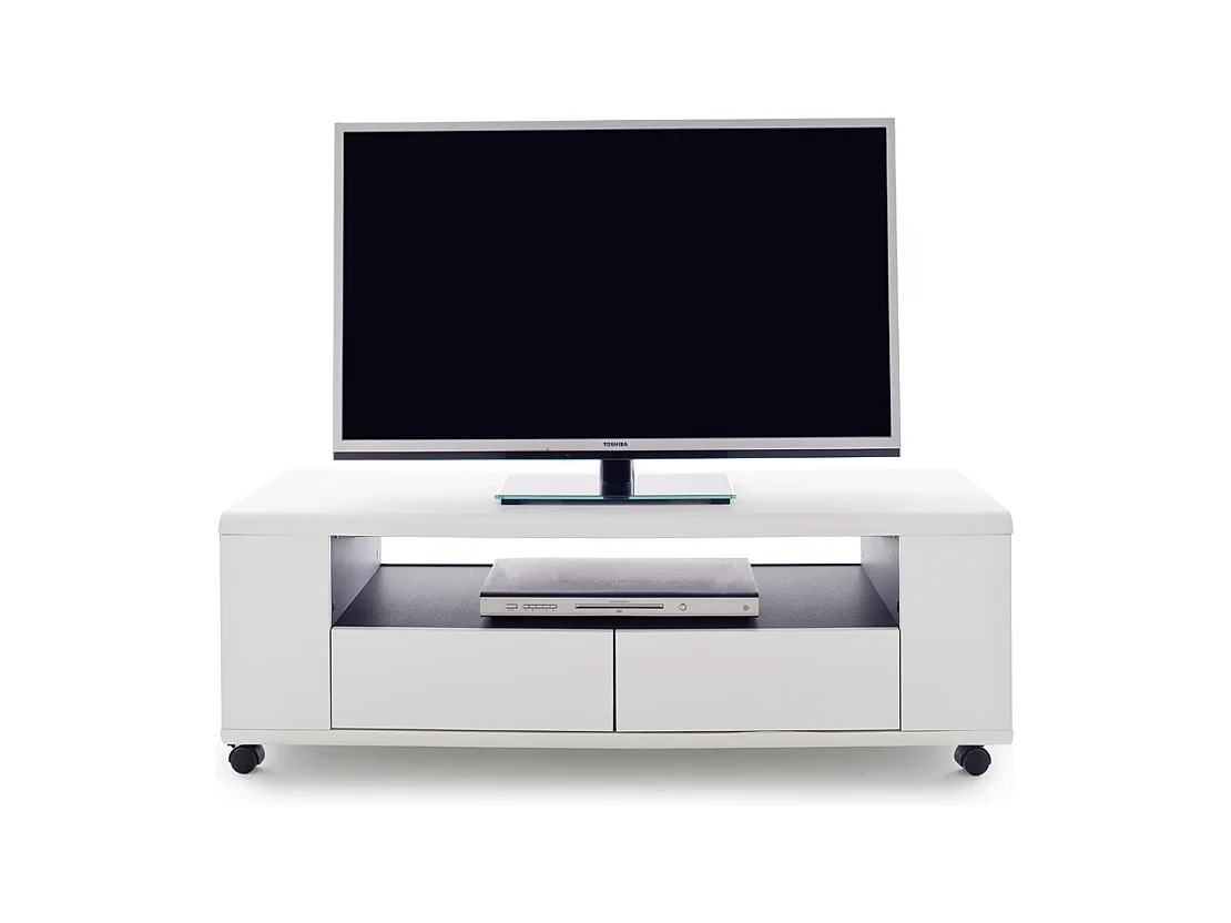 Meuble TV en blanc mat - L119 x H46 x P43 cm