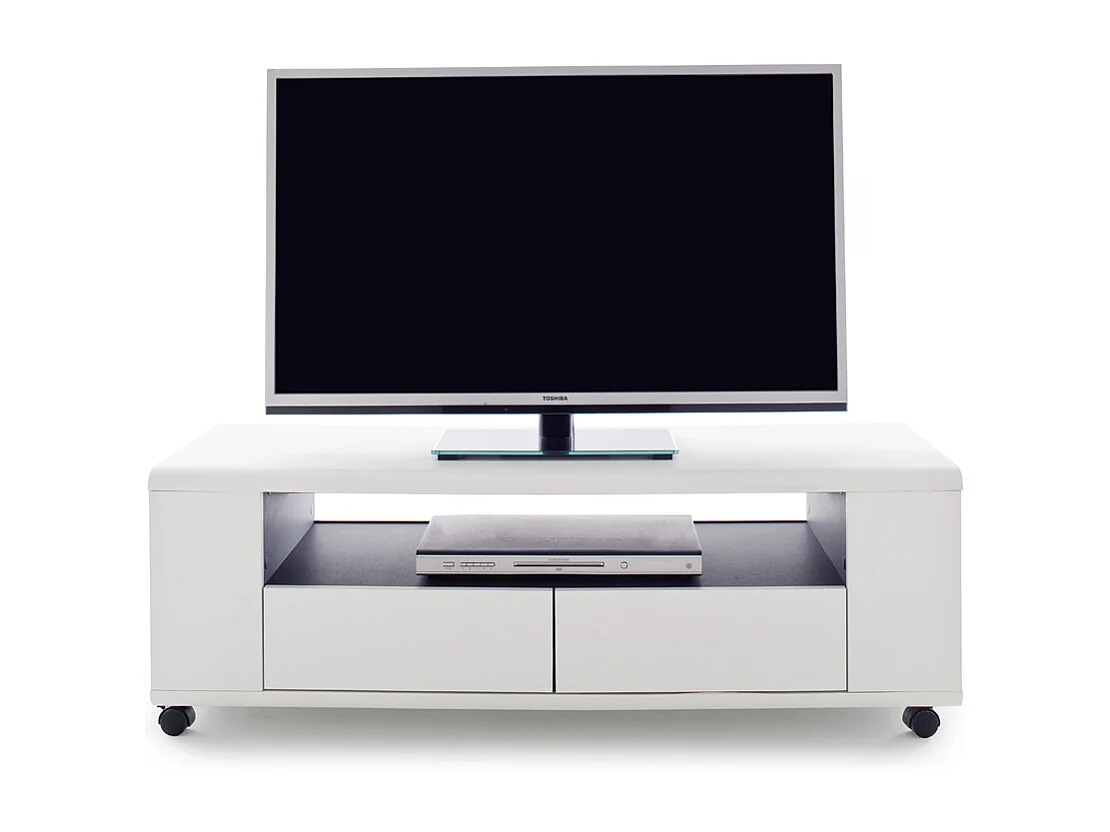 Meuble TV en blanc mat - L119 x H46 x P43 cm