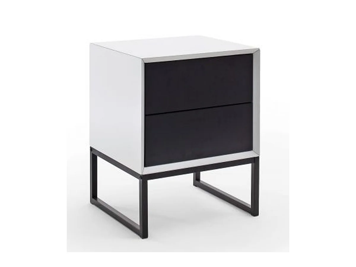 Table de chevet / table de nuit coloris blanc / noir -Longueur 45 x hauteur 57 x Profondeur 40 cm