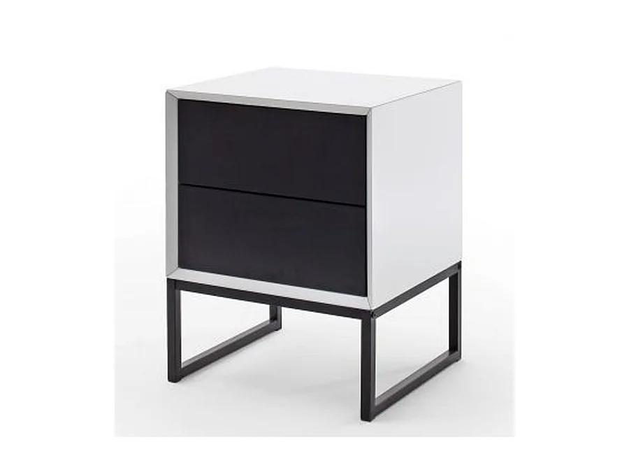 Table de chevet / table de nuit coloris blanc / noir -Longueur 45 x hauteur 57 x Profondeur 40 cm