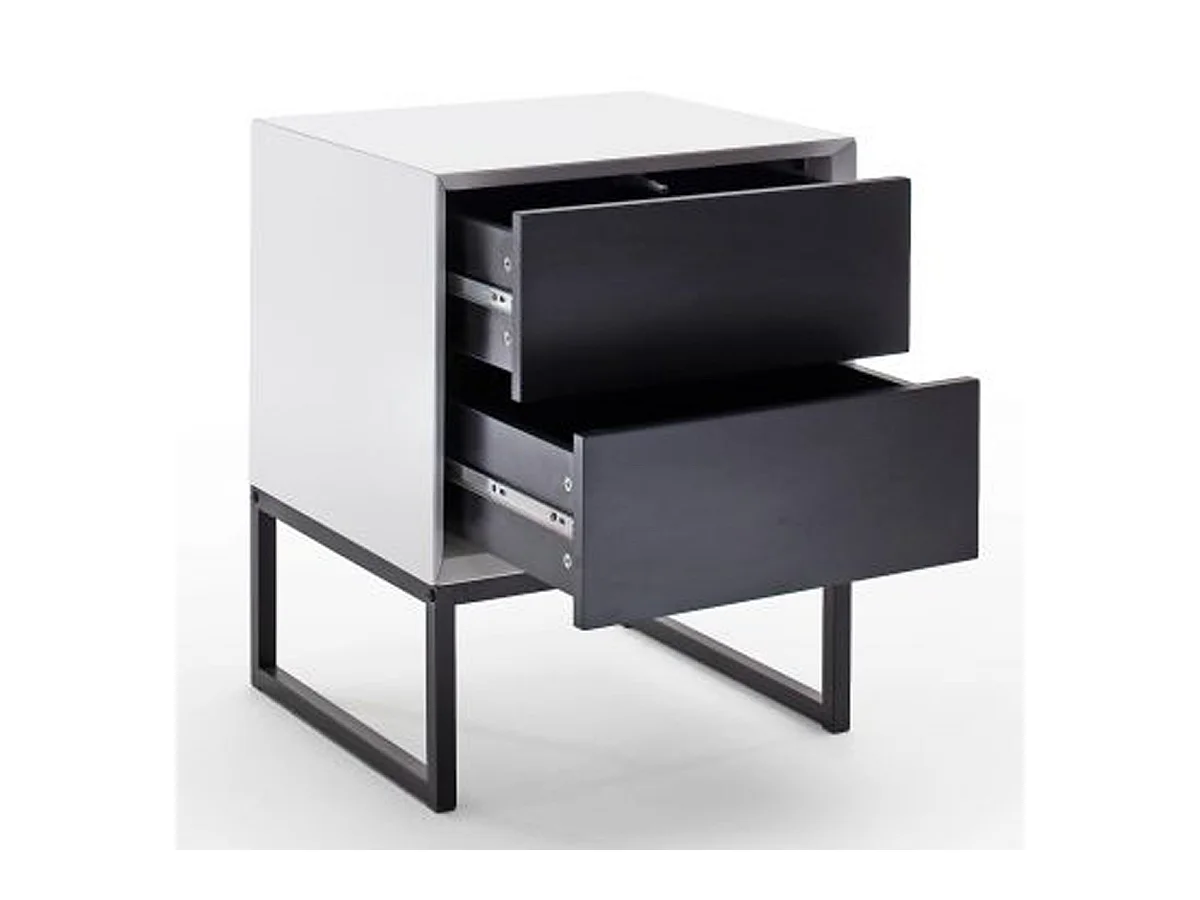 Table de chevet / table de nuit coloris blanc / noir -Longueur 45 x hauteur 57 x Profondeur 40 cm