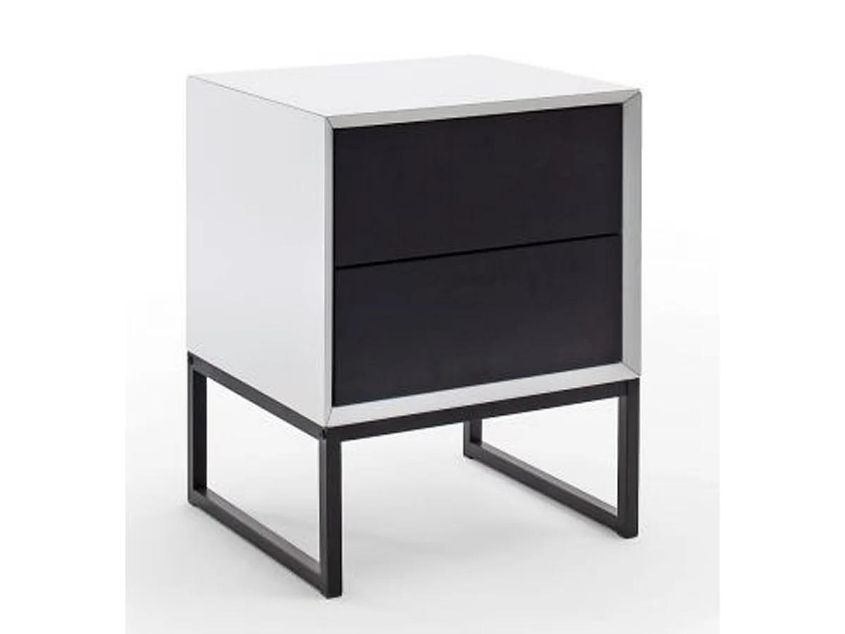 Table de chevet / table de nuit coloris blanc / noir -Longueur 45 x hauteur 57 x Profondeur 40 cm