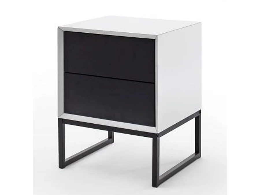 Table de chevet / table de nuit coloris blanc / noir -Longueur 45 x hauteur 57 x Profondeur 40 cm