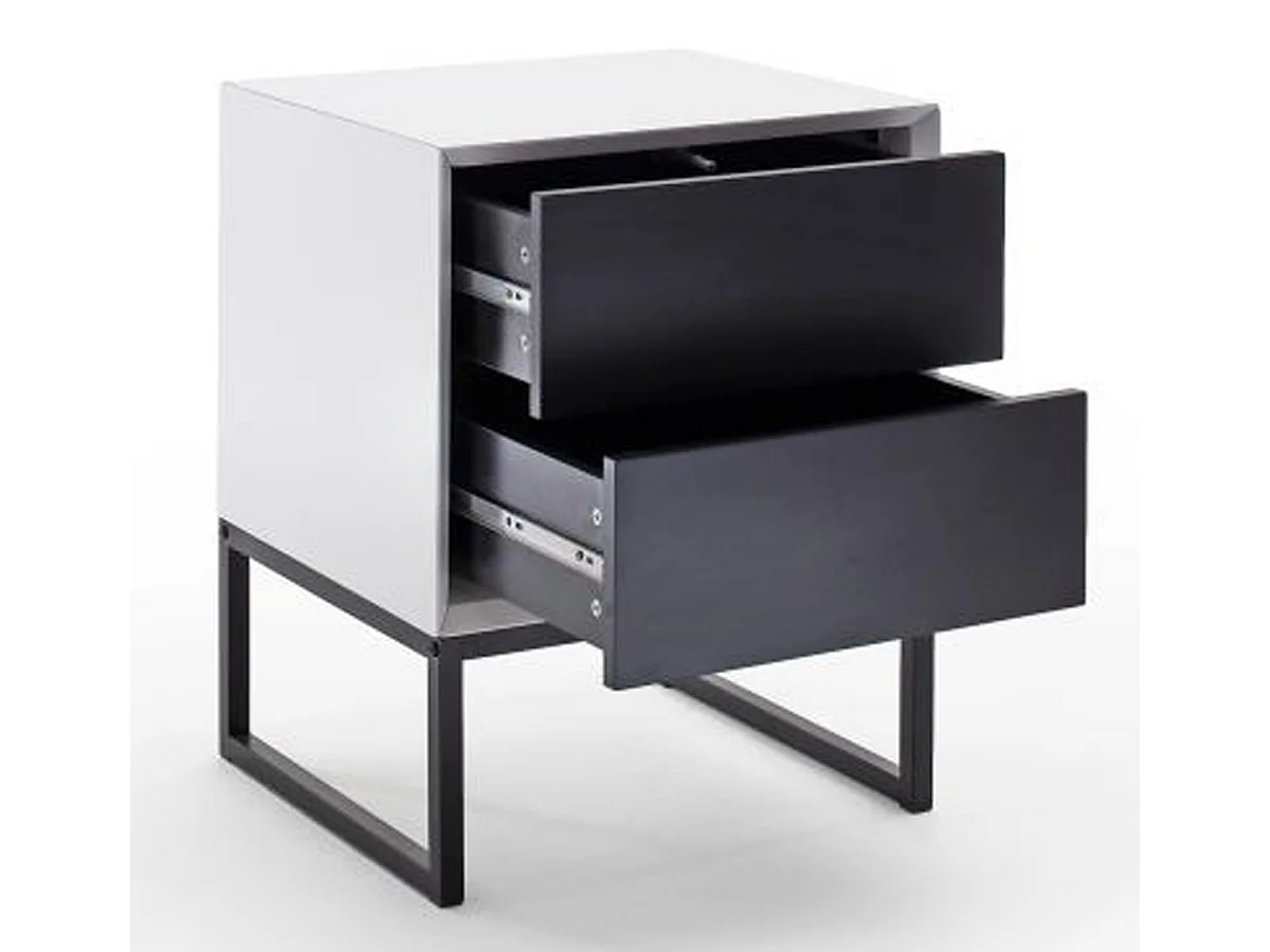 Table de chevet / table de nuit coloris blanc / noir -Longueur 45 x hauteur 57 x Profondeur 40 cm