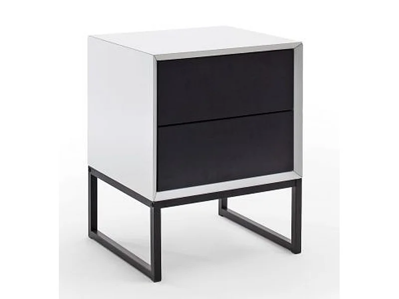 Table de chevet / table de nuit coloris blanc / noir -Longueur 45 x hauteur 57 x Profondeur 40 cm