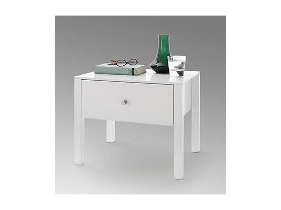 Table de chevet / table de nuit coloris blanc brillant - Longueur 50 x Hauteur 40 x Profondeur 40 cm