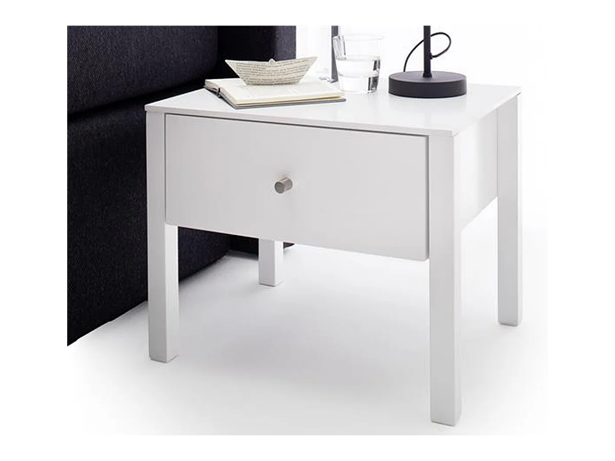 Table de chevet / table de nuit coloris blanc brillant - Longueur 50 x Hauteur 40 x Profondeur 40 cm
