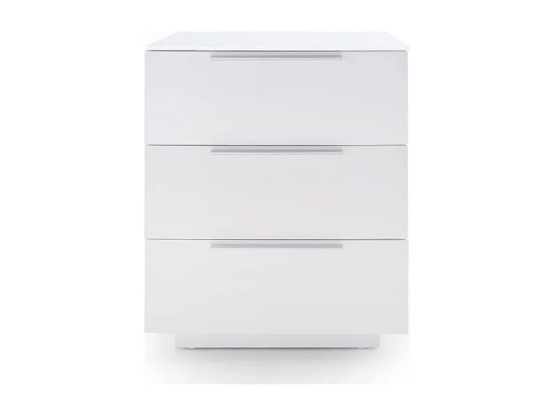 Table de chevet en verre laqué blanc brillant - Longueur 50 x Hauteur 60 x Profondeur 40 cm