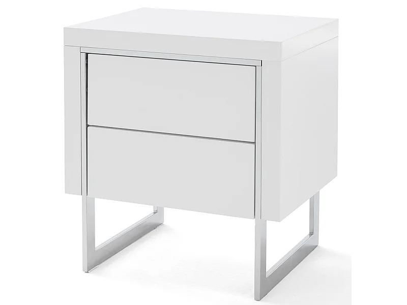 Chevet /table de nuit coloris blanc brillant - Longueur 50 x Hauteur 55 x Profondeur 40 cm